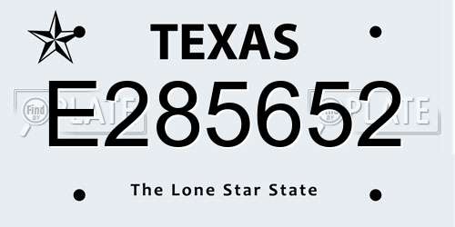 E285652 Texas License Plate