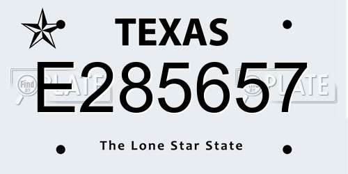 E285657 Texas License Plate
