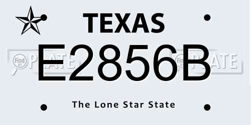 E2856B Texas License Plate