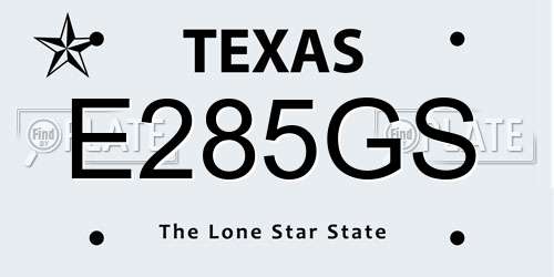 E285GS Texas License Plate