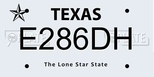 E286DH Texas License Plate