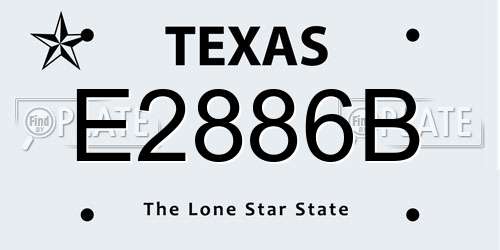 E2886B Texas License Plate