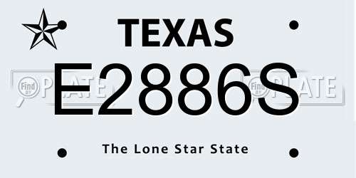 E2886S Texas License Plate