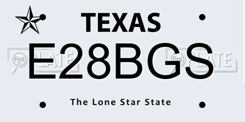 E28BGS Texas License Plate