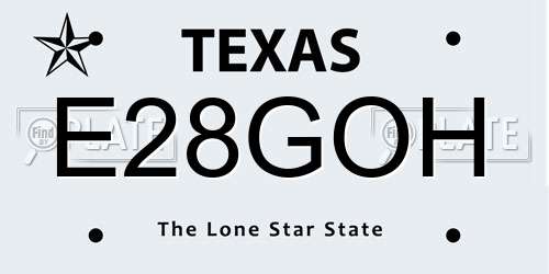 E28GOH Texas License Plate