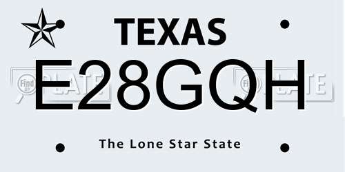 E28GQH Texas License Plate