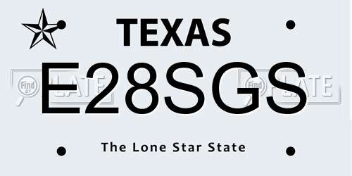 E28SGS Texas License Plate