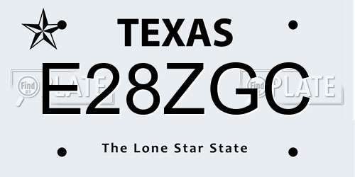 E28ZGC Texas License Plate