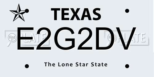 E2G2DV Texas License Plate