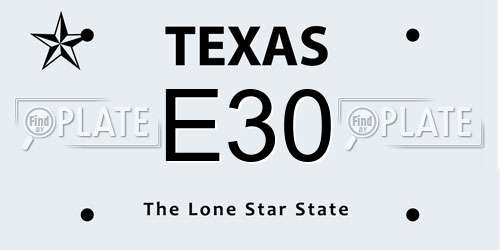 E30 Texas License Plate