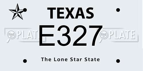 E327 Texas License Plate