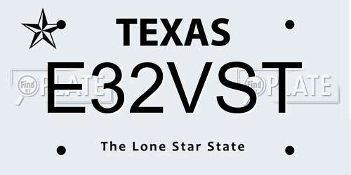 E32VST Texas License Plate