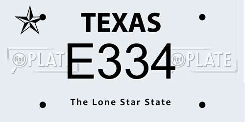 E334 Texas License Plate