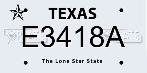 E3418A Texas License Plate