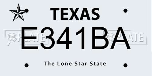 E341BA Texas License Plate