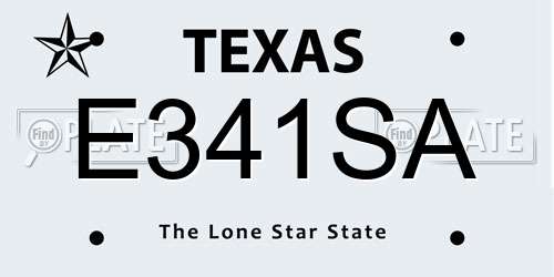 E341SA Texas License Plate