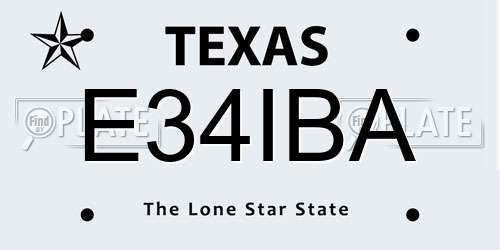 E34IBA Texas License Plate