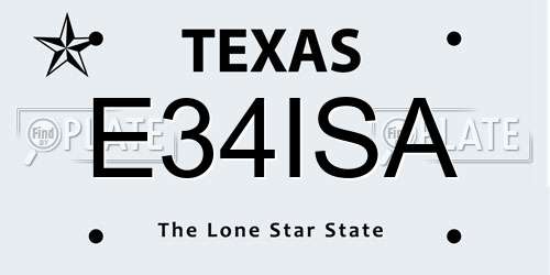 E34ISA Texas License Plate