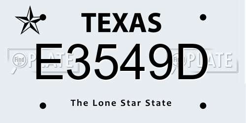 E3549D Texas License Plate