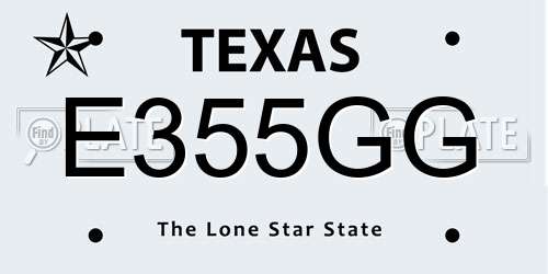 E355GG Texas License Plate