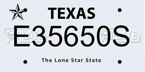 E35650S Texas License Plate