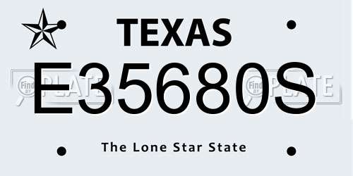 E35680S Texas License Plate
