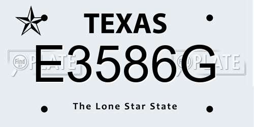 E3586G Texas License Plate