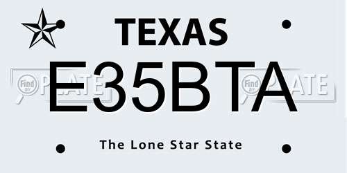 E35BTA Texas License Plate