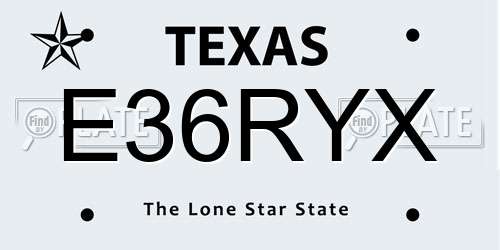 E36RYX Texas License Plate