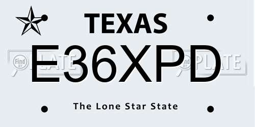 E36XPD Texas License Plate