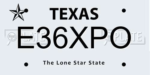 E36XPO Texas License Plate