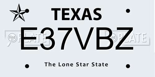 E37VBZ Texas License Plate
