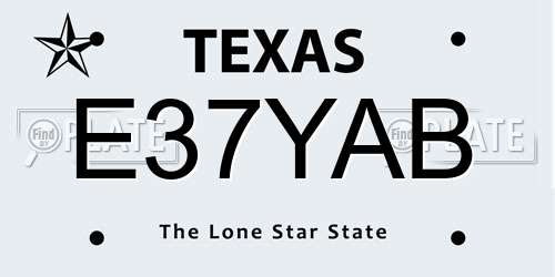 E37YAB Texas License Plate