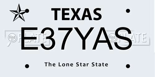 E37YAS Texas License Plate