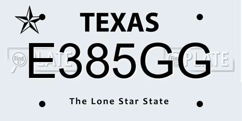 E385GG Texas License Plate