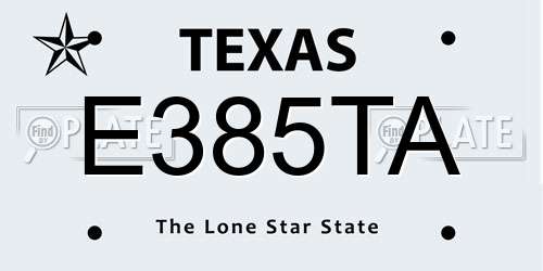 E385TA Texas License Plate