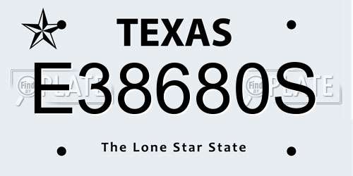 E38680S Texas License Plate