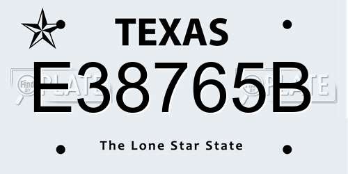 E38765B Texas License Plate