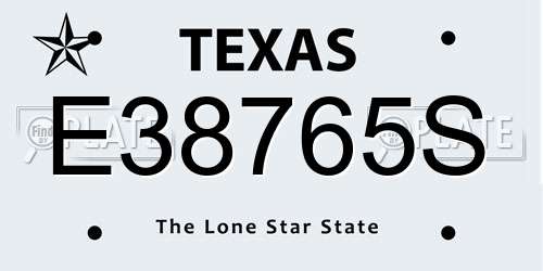 E38765S Texas License Plate