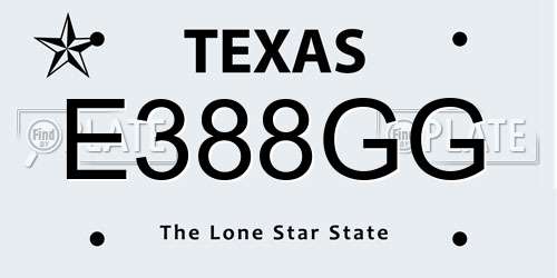 E388GG Texas License Plate