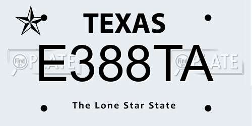 E388TA Texas License Plate