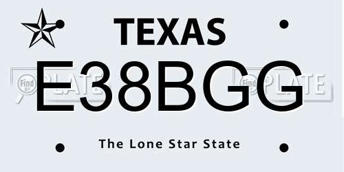 E38BGG Texas License Plate