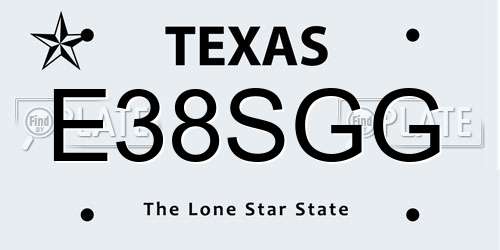 E38SGG Texas License Plate