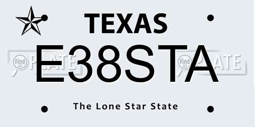 E38STA Texas License Plate
