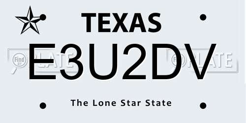 E3U2DV Texas License Plate
