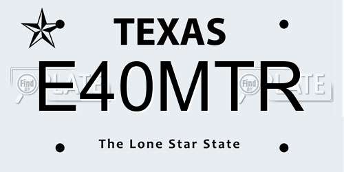 E40MTR Texas License Plate
