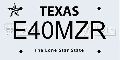 E40MZR Texas License Plate