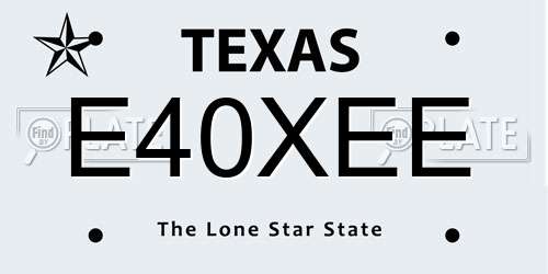 E40XEE Texas License Plate