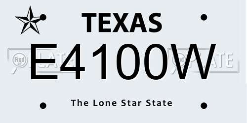 E4100W Texas License Plate