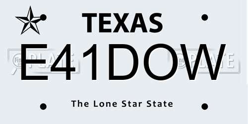E41DOW Texas License Plate